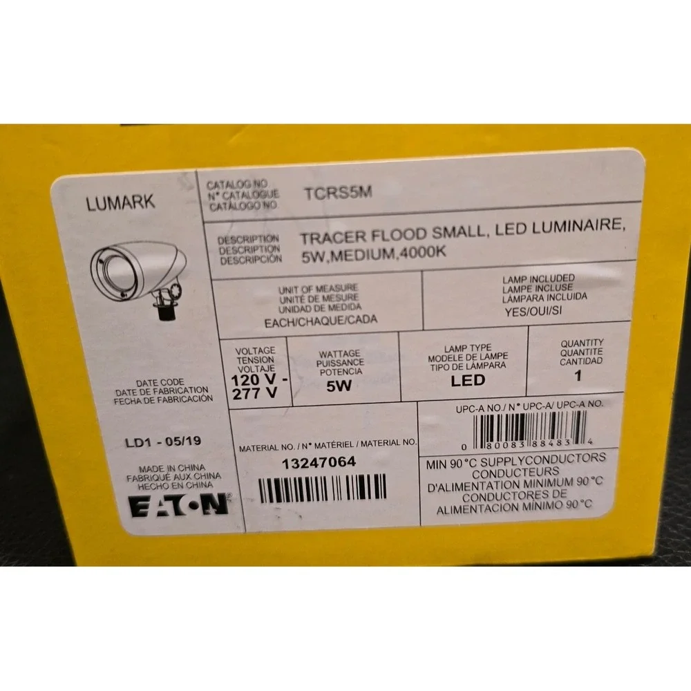 Eaton Lumark Tracer Flood Small‎ LED Luminaire 5W Medium 4000K Light TCRS5M